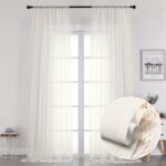 OVZME Sheer Curtains 120" Extra Long, 2 Pieces, Rod Pocket Top Soft Voile Texture Window Draperies Lightweight & Airy Panels for Wedding Arch/Bedroom, 84" Wide Total, Each 42W x...