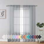 OVZME Sheer Window Curtain Panels 72 inches Length 2 Pieces, Voile Top Dual Rod Pockets Light Filtering Airy Trendy Drapes Window Treatment for Living Room/ Kid's Room/Bedroom,...
