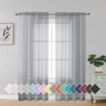 OVZME Sheer Window Curtain Panels 72 inches Length 2 Pieces, Voile Top Dual Rod Pockets Light Filtering Airy Trendy Drapes Window Treatment for Living Room/ Kid's Room/Bedroom,...