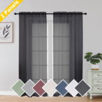 OVZME Sheer Window Curtain Panels 72 inches Length, 2 Pieces, Voile Top Dual Rod Pockets Light Filtering Airy Trendy Drapes Window Treatment for Living Room/ Kid's Room/Bedroom,...
