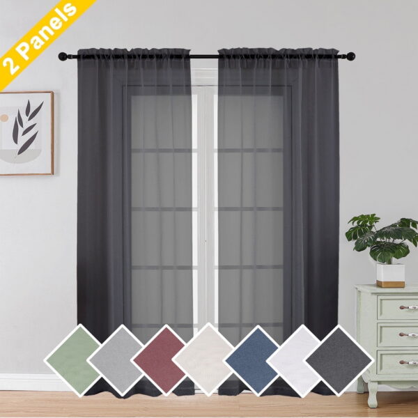 OVZME Sheer Window Curtain Panels 72 inches Length, 2 Pieces, Voile Top Dual Rod Pockets Light Filtering Airy Trendy Drapes Window Treatment for Living Room/ Kid's Room/Bedroom,...