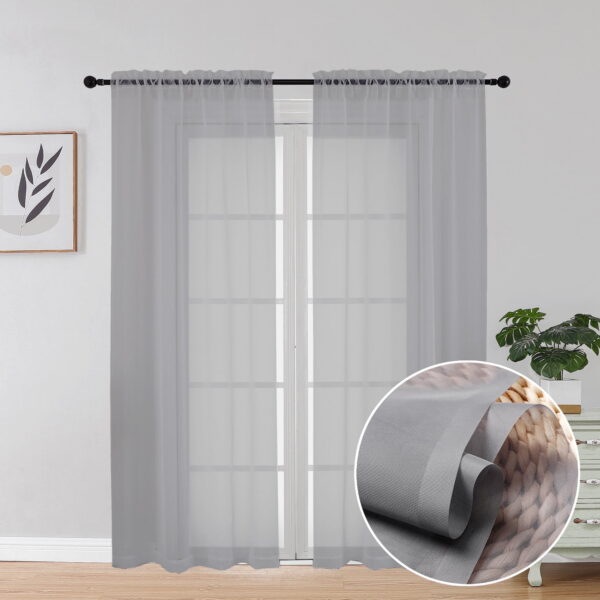 OVZME Sheer Window Curtains 72 inch Length 2 Pcs- Rod Pocket Living Room Curtain Panels Voile Textured Soft and Lightweight Window Treatments for Bedroom Decor, 42W x 72L...
