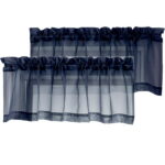 OVZME Sheer Window Valance Curtains, Light Filtering Kitchen Valances Windows Treatment Small Rod Pockets Voile Sheer Curtains for Living Room/Bathroom/Basement, 2 Panels Set,...