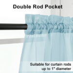 OVZME Sky Blue Sheer Window Curtains 63 inch Length 2 Pcs, Rod Pocket Voile Drapes for Bedroom Living Room Semi Sheer Curtain Panels Window Treatments for...