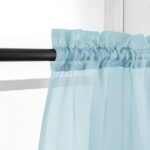 OVZME Sky Blue Sheer Window Curtains 63 inch Length 2 Pcs, Rod Pocket Voile Drapes for Bedroom Living Room Semi Sheer Curtain Panels Window Treatments for...