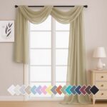 OVZME Taupe Sheer Extra Long Curtains 216 Inch Length, Rod Pocket Window Scarf Backdrop for Party, 1PC, 42 x 216 Inch, Taupe