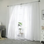OVZME White Sheer Curtains 84 inch Length 2 Panels Set, Semi Transparent Voile Rod Pocket Sheer Window Drapes for Bedroom Living Room Dining Wedding Party Backdrop, 42W x 84L inch