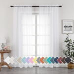 OVZME White Sheer Curtains 84 inch Length 2 Panels Set, Semi Transparent Voile Rod Pocket Sheer Window Drapes for Bedroom Living Room Dining Wedding Party Backdrop, 42W x 84L inch