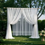 OVZME White Sheer Scarf Valances for Windows 216 inch Extra Long, Window Scarf Drapes Rod Pocket Backdrop for Wedding Arch Draping/Party/Canopy Bed/Living Room, 1PC, 42 inch...