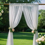 OVZME White Sheer Scarf Valances for Windows 216 inch Extra Long, Window Scarf Drapes Rod Pocket Backdrop for Wedding Arch Draping/Party/Canopy Bed/Living Room, 1PC, 42 inch...
