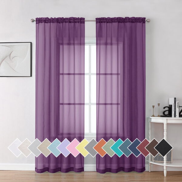 OVZME Window Sheer Curtains 84 inch Lengh 2 Panels for Living Room Privacy Semi Sheer Window Drapes for Bedroom Photography Backdrop Bathroom Home Office, 42W x 84L inches,...