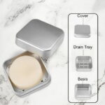 Pack of 2 Soap Boxes with Removable Draining Rack, Dingrich Aluminium Soap Box Square Soap Dish, Soap Container and Soap Bag for Home Bathroom Gym Travel Camping Hotel (3.1 x...