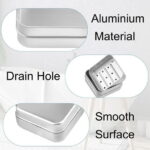 Pack of 2 Soap Boxes with Removable Draining Rack, Dingrich Aluminium Soap Box Square Soap Dish, Soap Container and Soap Bag for Home Bathroom Gym Travel Camping Hotel (3.1 x...