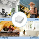 Pack of 2 Soap Boxes with Removable Draining Rack, Dingrich Aluminium Soap Box Square Soap Dish, Soap Container and Soap Bag for Home Bathroom Gym Travel Camping Hotel (3.1 x...