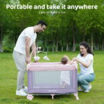 Pamo Babe 4-in-1 Baby Playard with Bassinet & Changing Table for Newborn,4-Panels Playpen