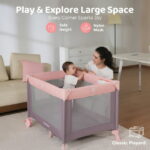 Pamo Babe 4-in-1 Baby Playard with Bassinet & Changing Table for Newborn,4-Panels Playpen