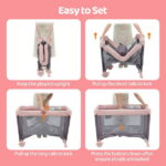 Pamo Babe 4-in-1 Baby Playard with Bassinet & Changing Table for Newborn,4-Panels Playpen