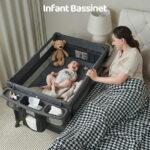 Pamo Babe 4-in-1 Baby Playard with Bassinet & Changing Table for Newborn,Grey