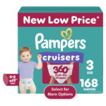 Pampers Cruisers 360 Baby Diapers Size 3, 168 Count (Select for More Options)
