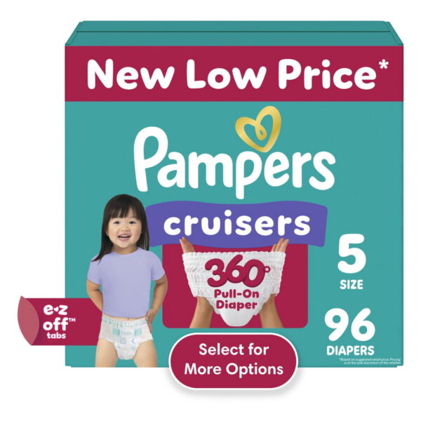 Pampers Cruisers 360 Baby Diapers Size 5, 96 Count (Select for More Options)