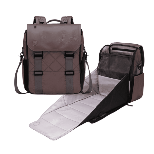 Paperclip Willow Diaper Bag Backpack with Fold-Out Changing Station, Baked Oak Brown