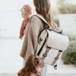 Paperclip Willow Diaper Bag Backpack with Fold-Out Changing Station, Mushroom Beige
