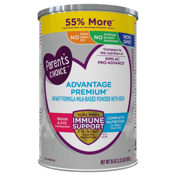 Parent's Choice Advantage Premium Powder Baby Formula, Non-GMO with Iron, 36 oz Canister
