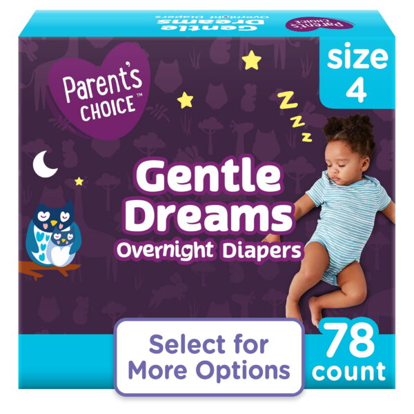 Parent's Choice Gentle Dreams Overnight Diapers Size 4, 78 Count (Select for More Options)