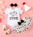 PatPat 3pcs Baby Girl 95% Cotton Ruffle Short-sleeve Letter & Cow Print Romper and Polka Dots Mesh Skirt & Headband Set