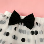 PatPat 3pcs Baby Girl 95% Cotton Ruffle Short-sleeve Letter & Cow Print Romper and Polka Dots Mesh Skirt & Headband Set
