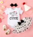 PatPat 3pcs Baby Girl 95% Cotton Ruffle Short-sleeve Letter & Cow Print Romper and Polka Dots Mesh Skirt & Headband Set