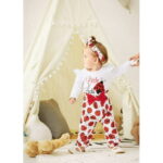 PatPat 3pcs Baby Girl Ladybug Long Sleeve Romper and Bowknot Trousers Set,Fall Clothes Newborn Outfit,0-18 Month