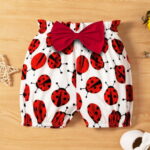 PatPat 3pcs Baby Girl Ladybug Long Sleeve Romper and Bowknot Trousers Set,Fall Clothes Newborn Outfit,0-18 Month