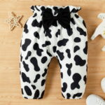 PatPat 3pcs Baby Girls Holy Cow Long Sleeve Romper and Bowknot Trousers Set,Fall Clothes Newborn Outfit,0-18 Month