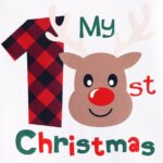 PatPat Baby Girl Christmas Outfit Long Sleeve My First Christmas Reindeer Romper Plaid Pants Headband Set Winter Clothes 6-9 Months