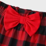 PatPat Baby Girl Christmas Outfit Long Sleeve My First Christmas Reindeer Romper Plaid Pants Headband Set Winter Clothes 6-9 Months