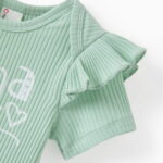 PatPat Baby Girl Clothes Green Summer Ruffle Sleeve Bodysuit Set Baby Shower Gift Idea Baby Clothes for Girls with Baby Headbands 0-3 Months