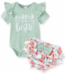 PatPat Baby Girl Clothes Green Summer Ruffle Sleeve Bodysuit Set Baby Shower Gift Idea Baby Clothes for Girls with Baby Headbands 0-3 Months