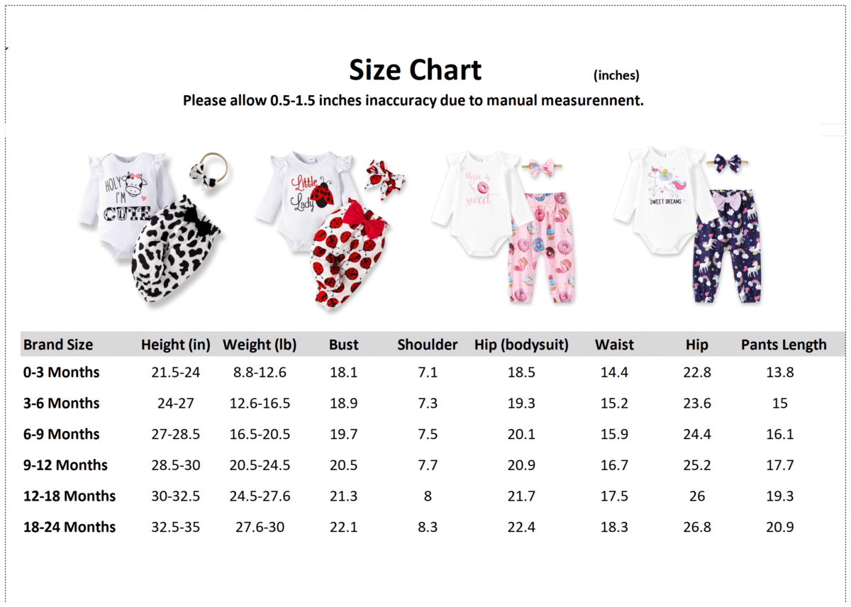 PatPat Baby Girl Clothes Long Sleeve Romper Unicorn Print Pants Headband Outfit Set Birthday Gift Newborn Infant Girl Clothes 12-18 Months