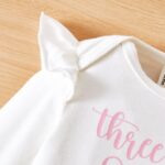 PatPat Baby Girl Outfit Set Long Sleeve Ruffle Bodysuit Donut Pants Cute Headband Sweet Pink Birthday Gift for Baby Girls 0-3 Months