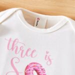 PatPat Baby Girl Outfit Set Long Sleeve Ruffle Bodysuit Donut Pants Cute Headband Sweet Pink Birthday Gift for Baby Girls 0-3 Months