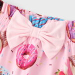 PatPat Baby Girl Outfit Set Long Sleeve Ruffle Bodysuit Donut Pants Cute Headband Sweet Pink Birthday Gift for Baby Girls 0-3 Months