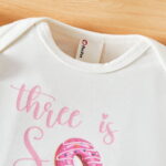 PatPat Baby Girl Outfit Set Long Sleeve Ruffle Bodysuit Donut Pants Cute Headband Sweet Pink Birthday Gift for Baby Girls 0-3 Months