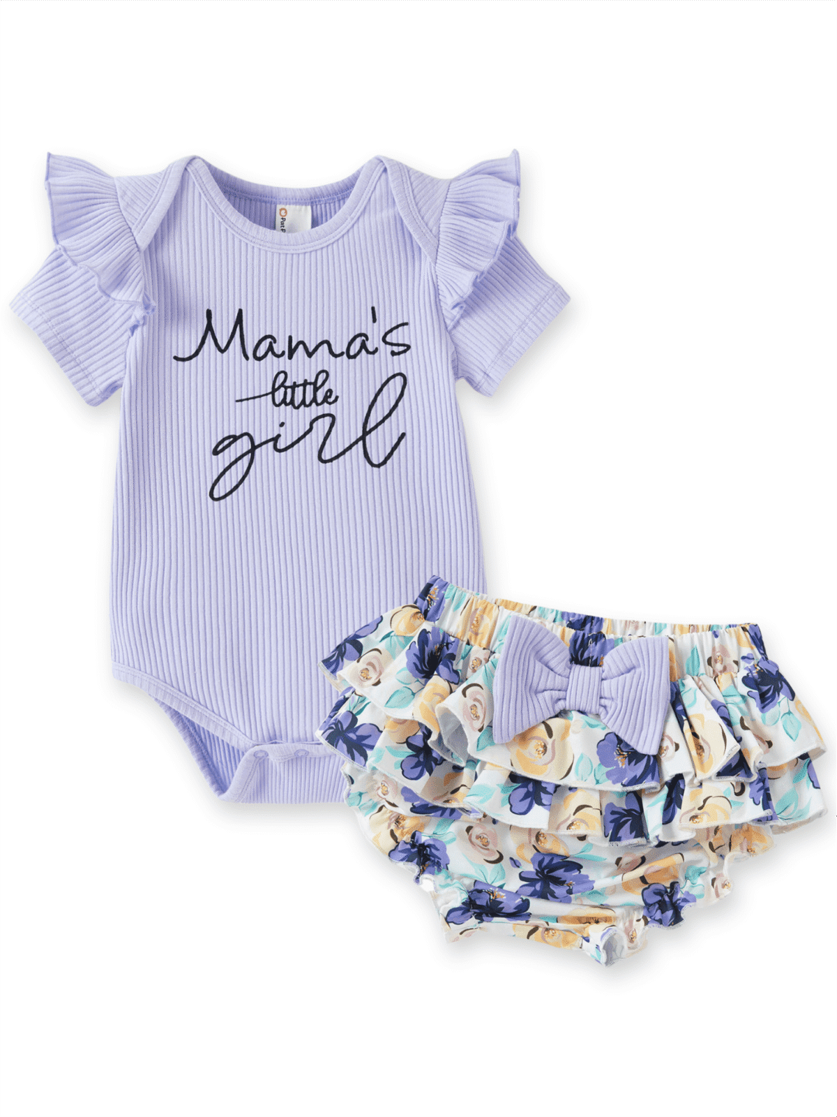 PatPat Baby Girl Outfits Violet Summer Bodysuits Baby Clothes for Girls with Baby Headbands 3-6 Months