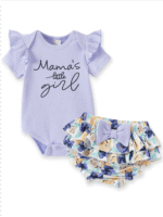 PatPat Baby Girl Outfits Violet Summer Bodysuits Baby Clothes for Girls with Baby Headbands 3-6 Months