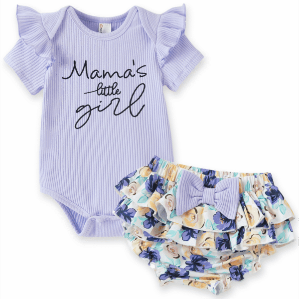 PatPat Baby Girl Outfits Violet Summer Bodysuits Baby Clothes for Girls with Baby Headbands 3-6 Months