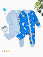 PatPat Baby Pajamas Newborn Boy Bodysuit Viscose from Bamboo Footless Zip Bodysuits Baby Sleep N Play Pajamas for Boys and Girls Gift 2Pack,3-6 Months