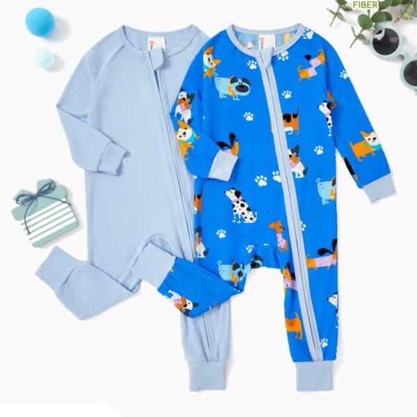PatPat Baby Pajamas Newborn Boy Bodysuit Viscose from Bamboo Footless Zip Bodysuits Baby Sleep N Play Pajamas for Boys and Girls Gift 2Pack,3-6 Months