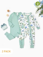 PatPat Baby Pajamas Viscose from Bamboo Footless Zip Bodysuits Baby Sleep N Play Pajamas for Boys and Girls 2Pack,0-24 Months