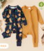 PatPat Bamboo Baby Pajamas Baby Girl Gifts Snug Fit Zipper Long-Sleeved Baby Bodysuits Sleepwear,2Pack,0-24 Months